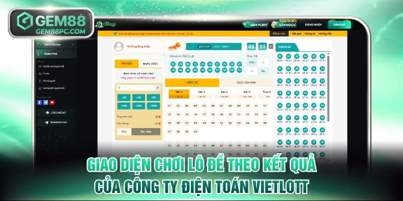 Luật Chơi Xổ Số Vietlott GEM88 Chi Tiết Dành Cho Người Mới 3 Giao diện chơi lô đề theo kết quả của Công ty điện toán Vietlott