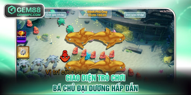 Bắn Cá Kingfun GEM88 - Chinh Phục Tiền Thưởng 100 Triệu 3 Giao diện trò chơi Bá Chủ Đại Dương hấp dẫn