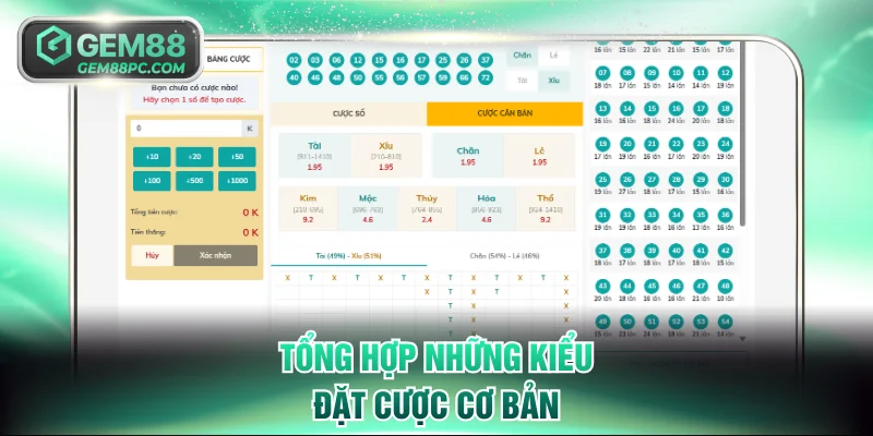 Luật Chơi Xổ Số Vietlott GEM88 Chi Tiết Dành Cho Người Mới 4 Tổng hợp những kiểu đặt cược cơ bản