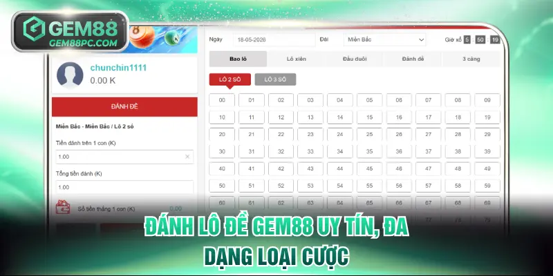 Lô Đề Miền Bắc GEM88 - Mẹo Soi Cầu Chính Xác Cho Người Mới 2 Đánh lô đề GEM88 uy tín, đa dạng loại cược