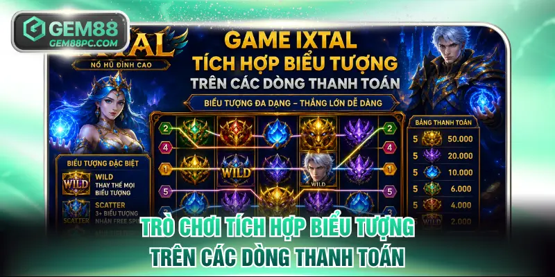 Nổ Hũ Ixtal GEM88 - Dễ Dàng Săn Jackpot Trúng Tiền Tỷ 3 Trò chơi tích hợp biểu tượng trên các dòng thanh toán